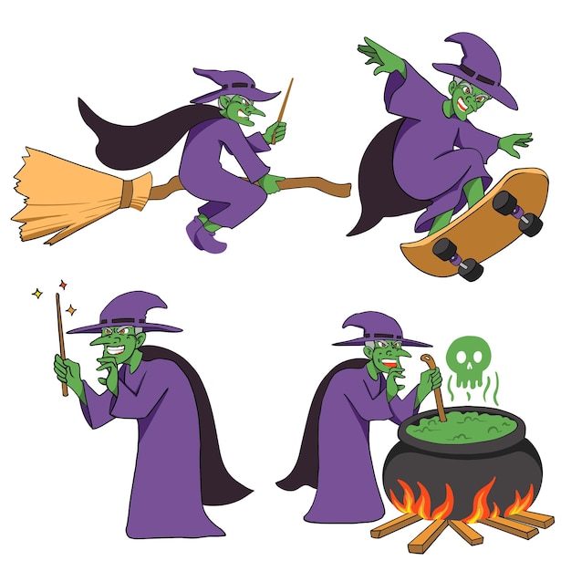 witch character halloween bundle illustration