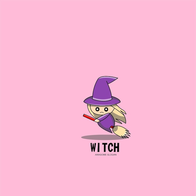 Vector witch design logo icon character cartoon illustration