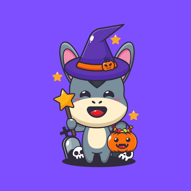 Witch donkey in halloween day