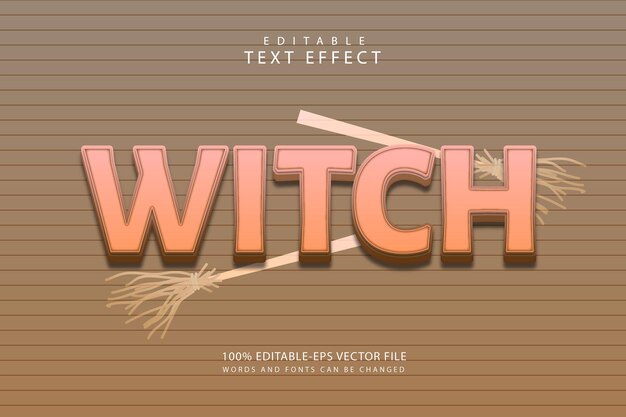 Vector witch editable text effect 3 dimension emboss cartoon style