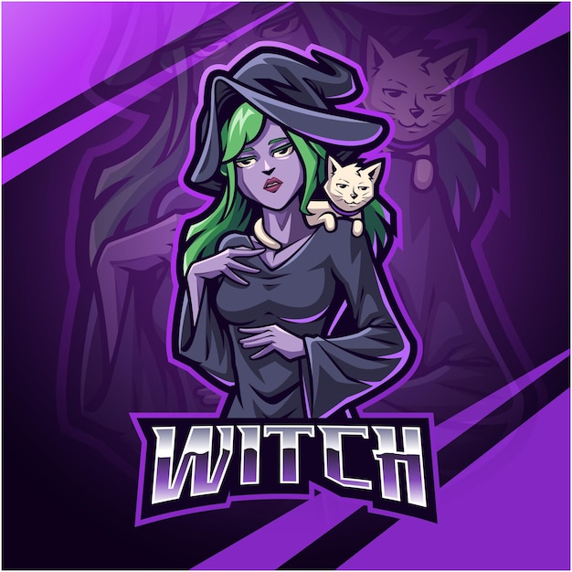 Vector witch esport mascot logo design