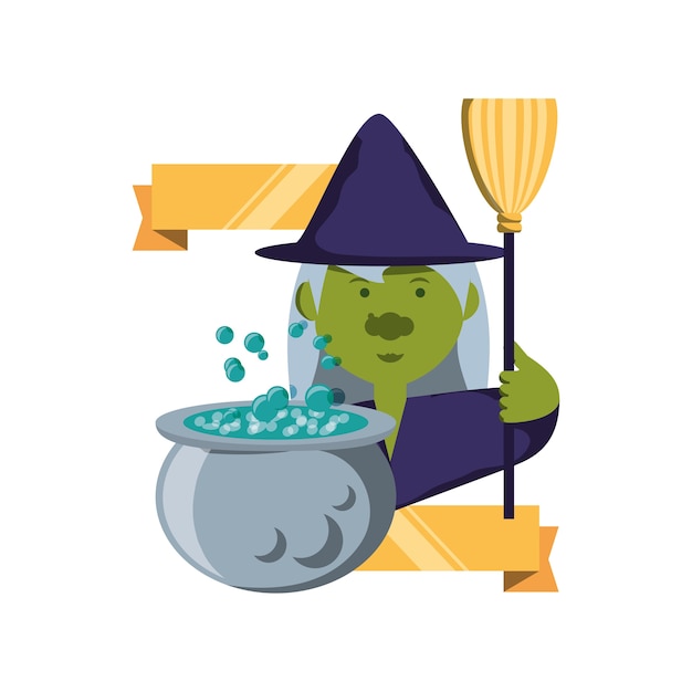 Vector witch of fairytale fantasy and magic theme
