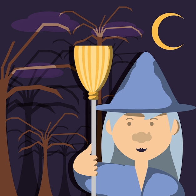 Vector witch of fairytale fantasy and magic theme