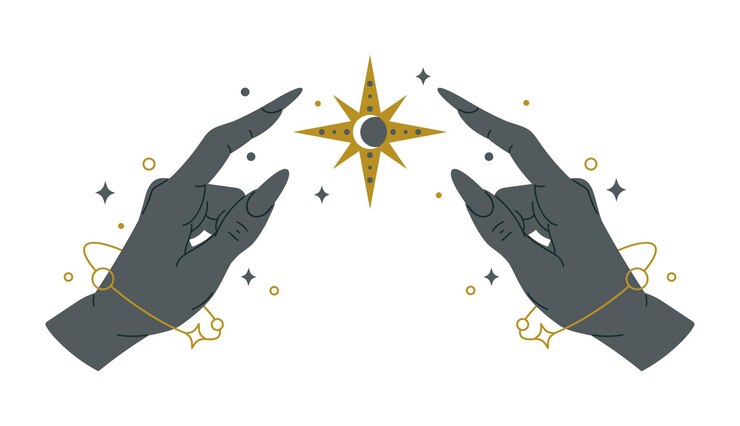 Vector witch hands halloween flat vector illustration halloween decor mystic elements