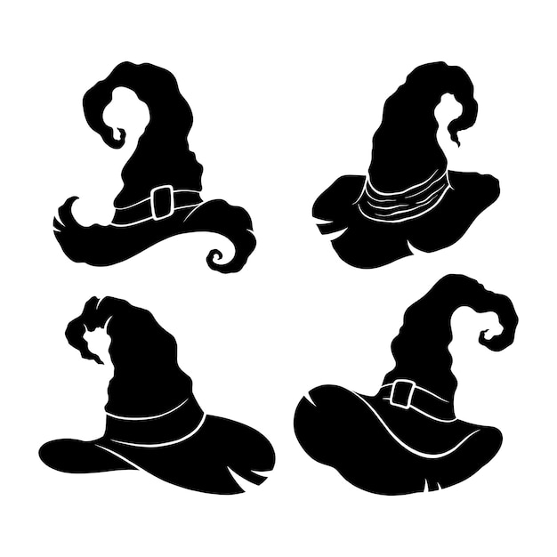 Vector witch hat icons set