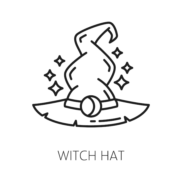 Witch hat witchcraft and magic icon esoteric astrology mystery wizard witch or sorcerer hat outline pictogram or symbol witchcraft or sorcery linear vector sign or icon