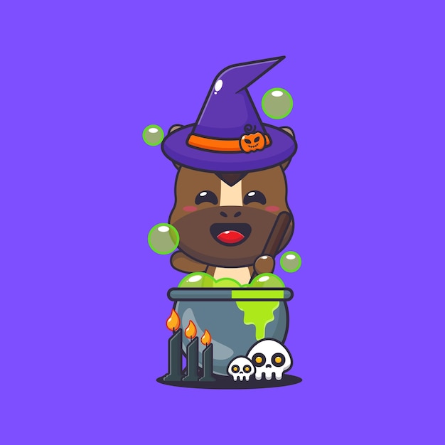 witch horse making potion in halloween day