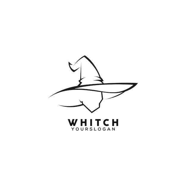 Witch line art logo design template