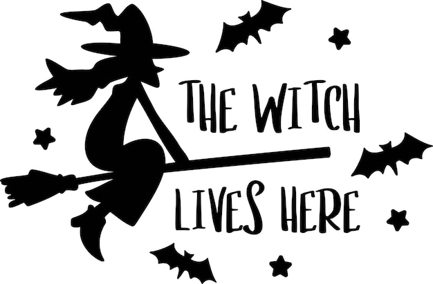 The witch lives here lettering illustration