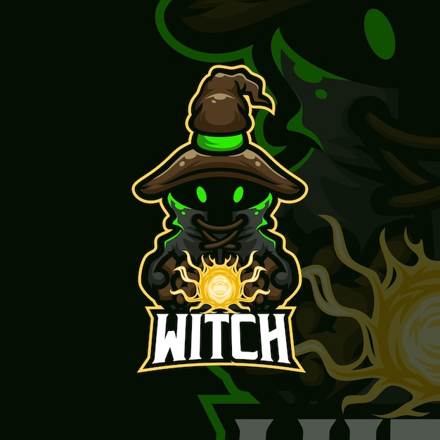 Witch masscot logo esport illustration premium vector