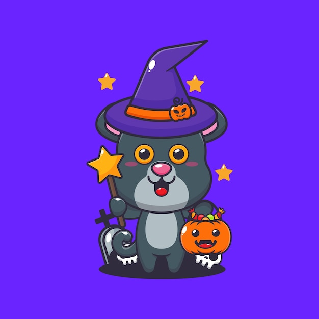 Vector witch panther in halloween day