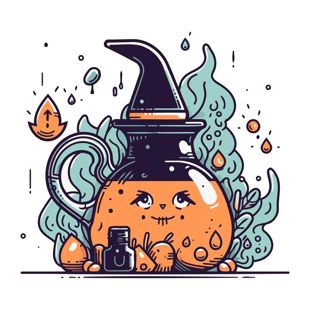 Vector witch potion halloween vector illustration hand drawn doodle style