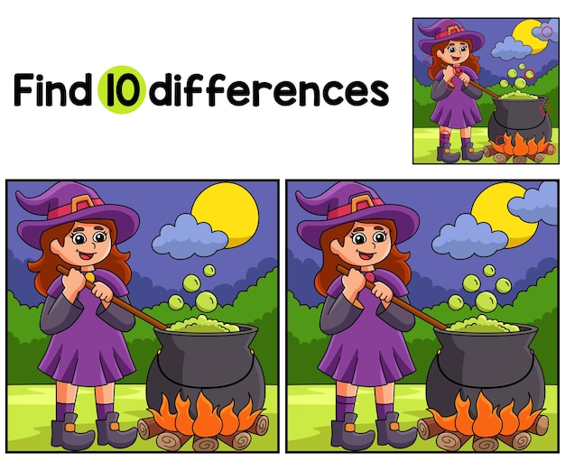 Witch Potion Pot Halloween Find The Differences