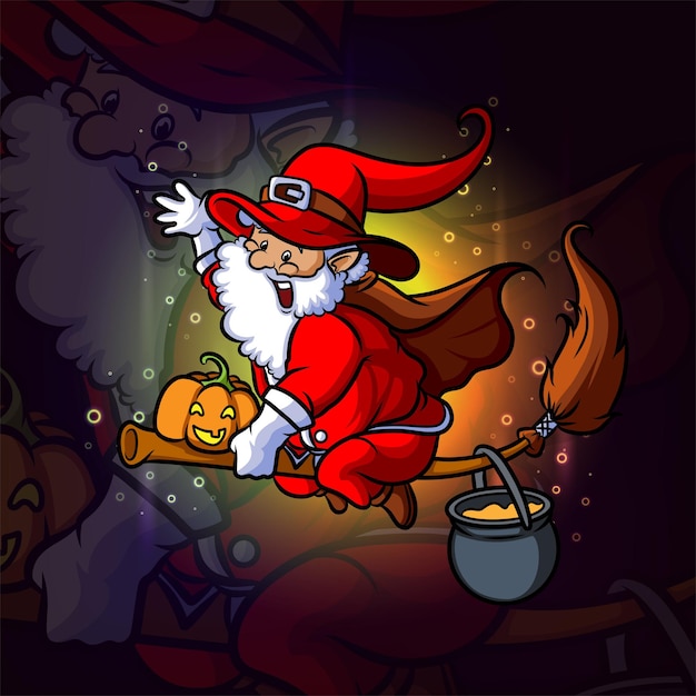 The witch santa clause esport mascot design of illustration