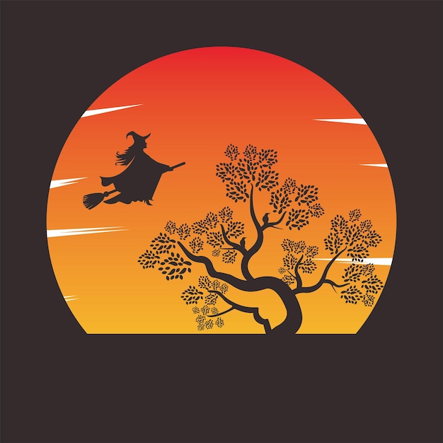 Witch silhouette design logo