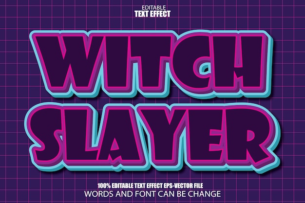 Witch Slayer bewerkbaar teksteffect 3D Cartoon-stijl