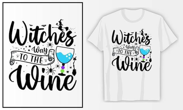 ワイン ハロウィーン SVG T シャツ デザインへの魔女の道