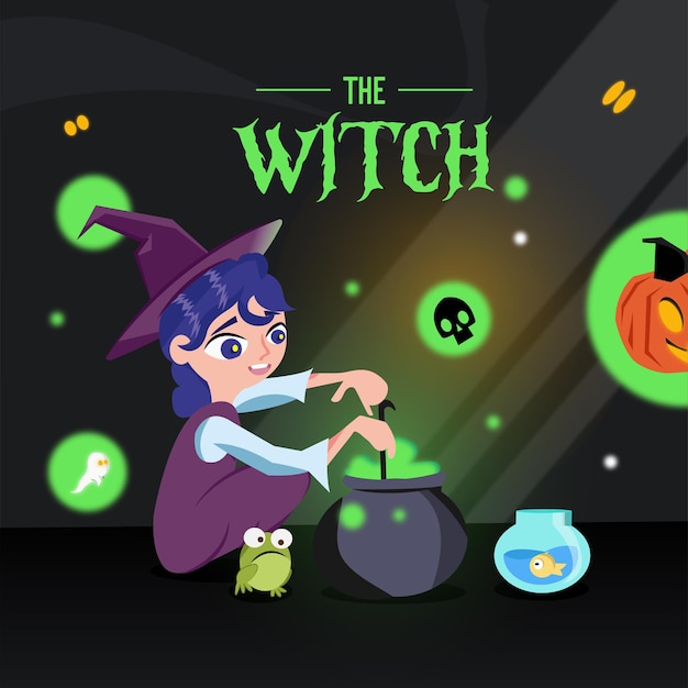 Vector witch with potion