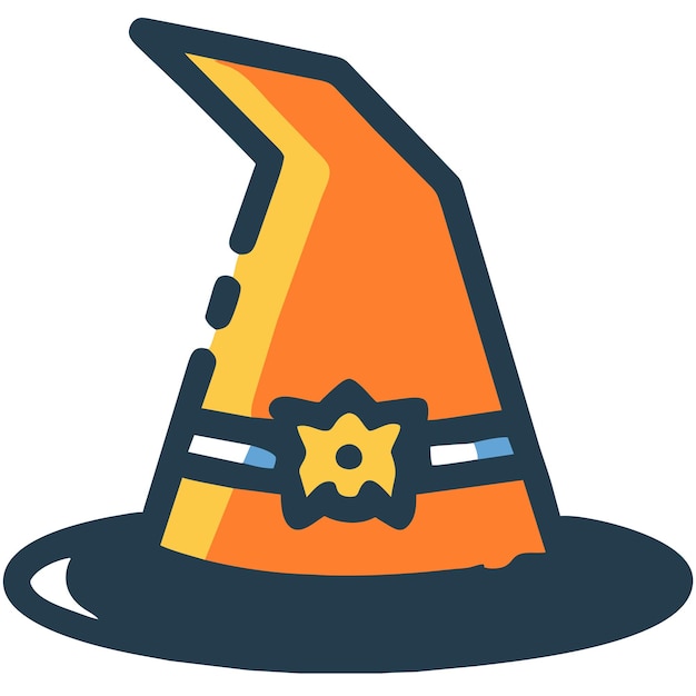 Witch and wizard hat hand drawn cartoon sticker icon concept isolated illustration