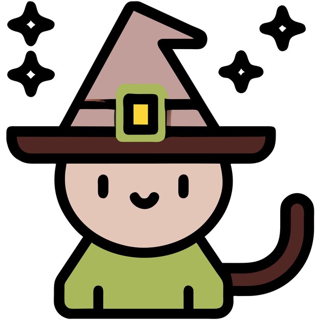 Witch and wizard hat hand drawn cartoon sticker icon concept isolated illustration