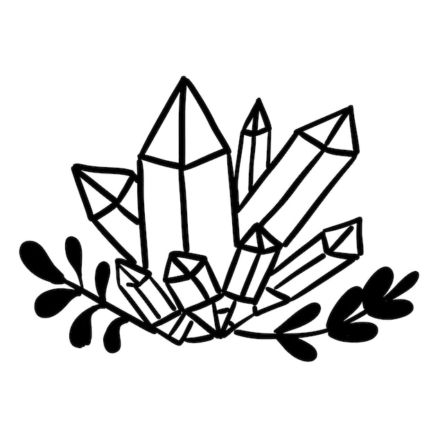 Vector witchcraft crystal mystery black and white vector illustration