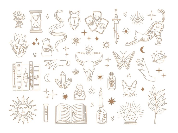Vector witchcraft sacred big set