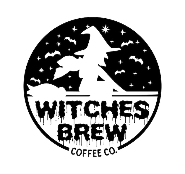 Witches Brew Coffee Co ハロウィン引用ヴィンテージ T シャツ デザイン