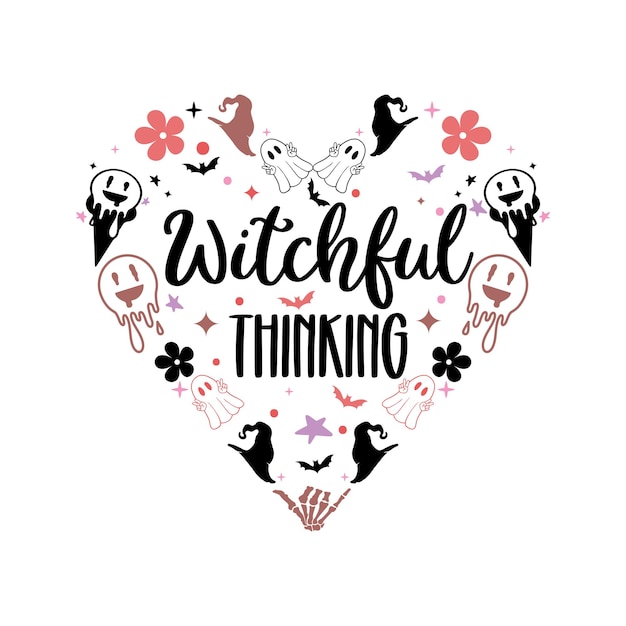 Vector witchful thinking heart