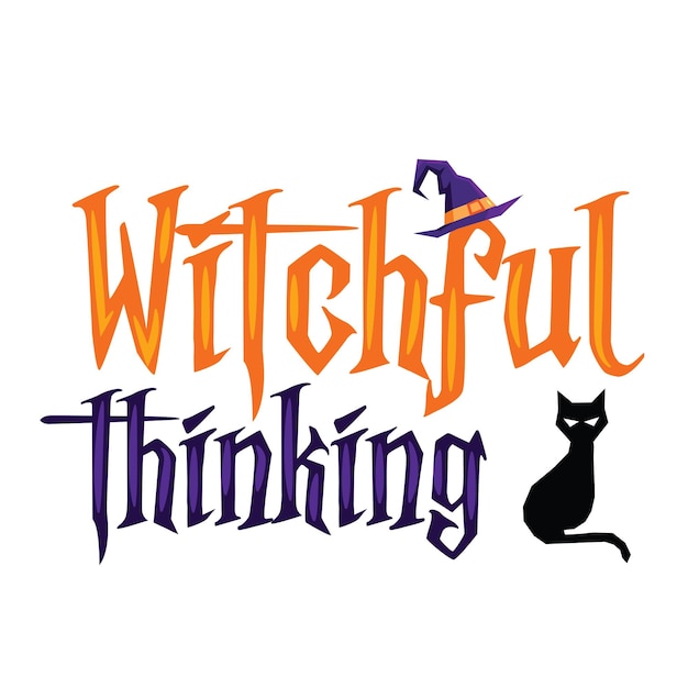 Witchful thinking illustration vector prefect for halloween