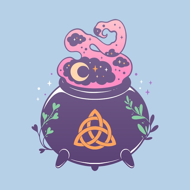 witchs cauldron halloween illustration