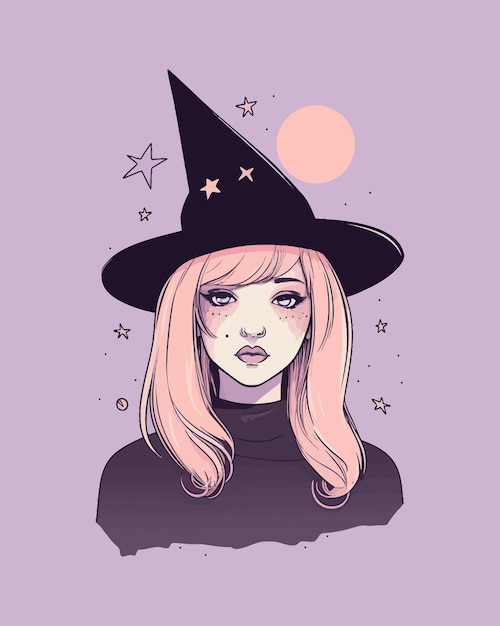 witchy woman 90's esthetische pastel kleuren vector sticker