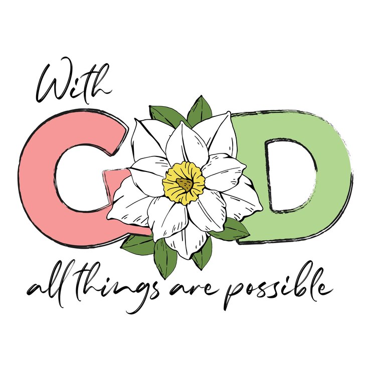 Vector with god all things are possible religious quote design