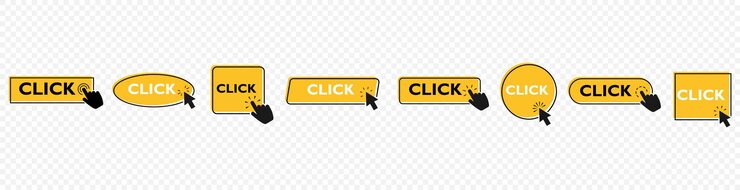 Vector with hand or mouse cursor. computer mouse cursor or hand pointer symbol. click here web button sign isolated. outline vector icon set