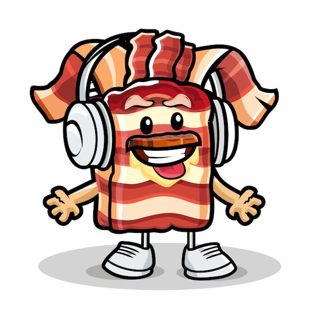 With_headphone_maple_bacon_bar_mascot_cartoon