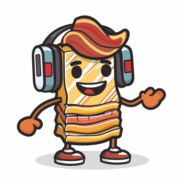 With_headphone_maple_bacon_bar_mascot_cartoon