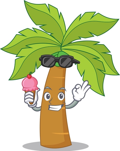 Vector with ice cream palm tree character