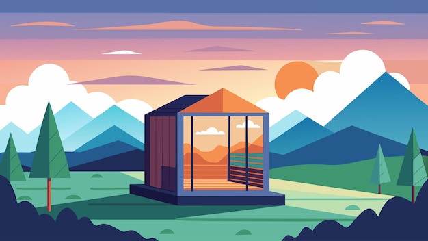 Vettore con una vista panoramica del paesaggio circostante, la sauna a infrarossi all'aperto offre un'esperienza unica