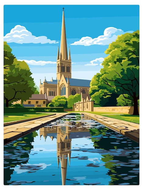 Witney england vintage travel poster souvenir postcard ritratto pittura illustrazione wpa