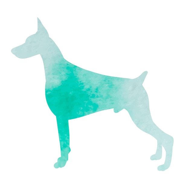 Witte achtergrond aquarel silhouet van een hond groen