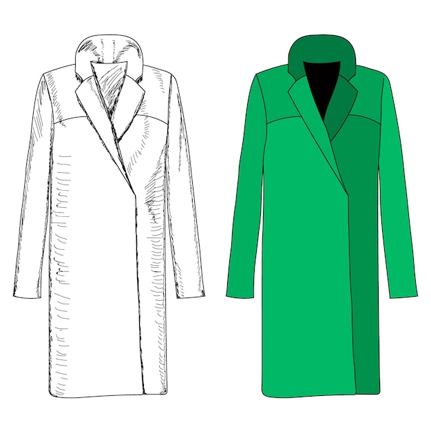 Vector witte achtergrond groene vrouwen kleding jas