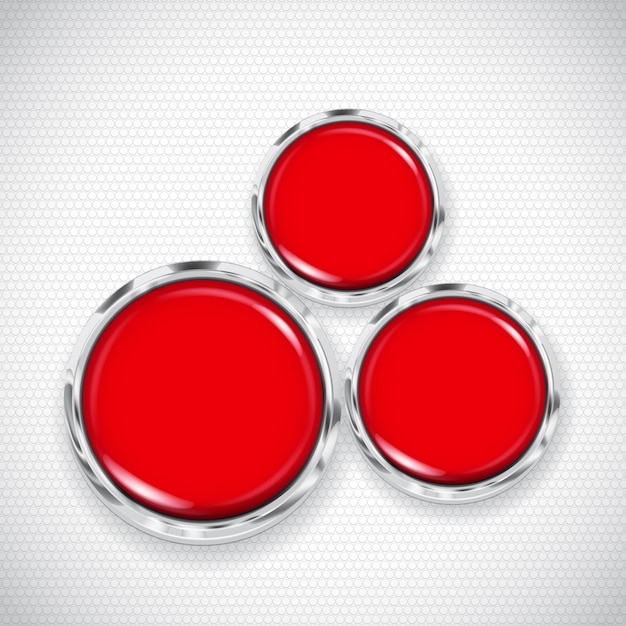 Witte achtergrond met kleine cirkels en drie rode knoppen