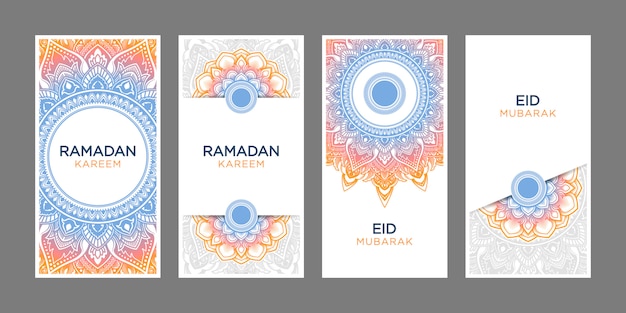 Vector witte achtergrond ramadan kareem eid al fitr verticale bannervenset