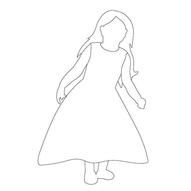 witte achtergrond schets schets kind pictogram klein meisje