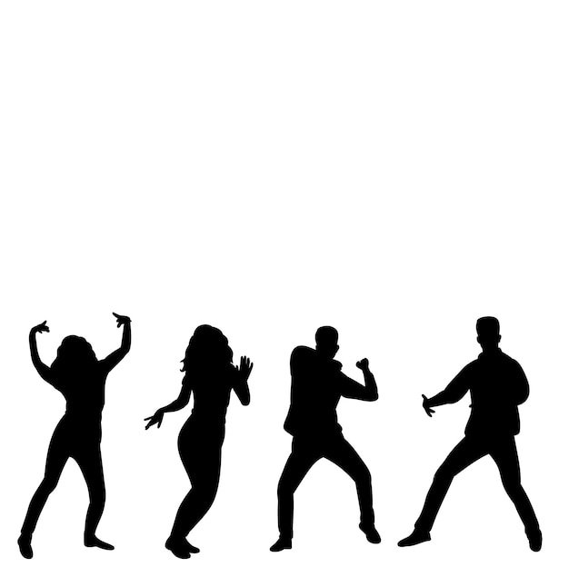 Witte achtergrond silhouet mensen dansen dansen