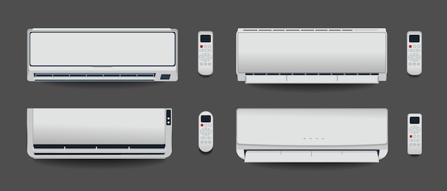 Witte airconditioner geïsoleerd verwarming, ventilatie en airconditioning vectorillustratie in flat