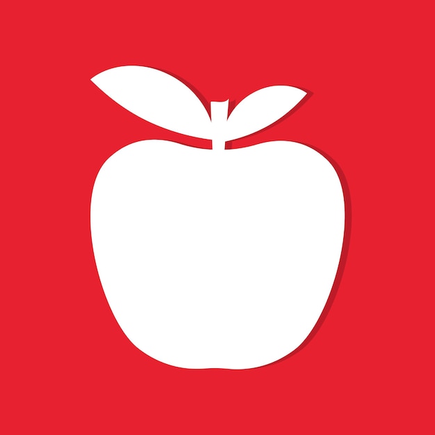 Witte appelvorm op rode vlakke afbeelding als achtergrond