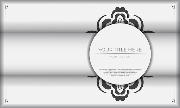 Witte banner van prachtige vectorpatronen met mandala-ornamenten en plaats voor uw tekst Uitnodigingskaartontwerp met mandala-patronen