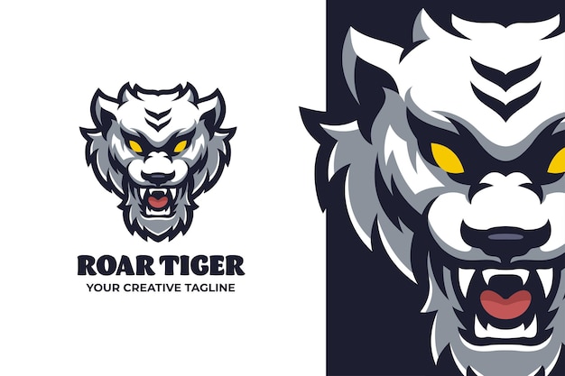 Witte brullende tijger mascotte logo