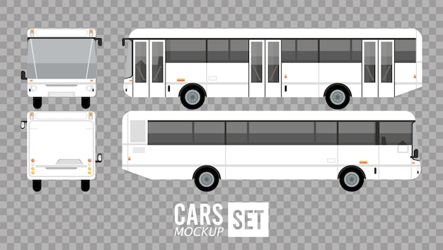 Vector witte bussen mockup auto's voertuigen