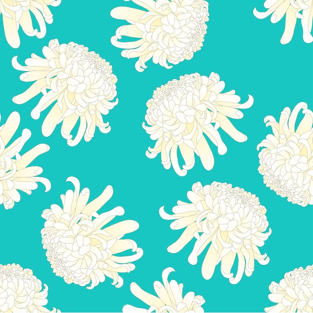 Witte Chrysanthemumbloem op Groene Muntachtergrond